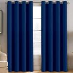 Pjdecor Blue Plain Polyester, Silk Blackout Window Curtain (5ft) 6006