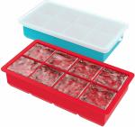 Zeinwap Stackable Large Ice Cube Trays - Pack of 2 Silicone Trays - 8 Cubes per Tray - Ideal for Cocktails, Frozen Treats, Soups, Sauces,and Baby Food - BPA Free with Frost Resistant Lids Multicolor