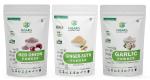 NISARG ORGANIC FARM Combo of Onion, Ginger, and Garlic Powder I Traditional Method Made I Ready to use I for Cooking, Hair Growth, Health Benefits and Baking I Taste & Aromatic Flavor - 500g x 3 Pack