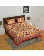 Home@Shop - 144 TC Multicolor Jaipuri Prints Cotton Double Bedsheets with Pillow Cover (235 x 210 cm)