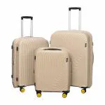 EUME Wanderer Cabin 55 Cm, Check-in Medium 65 Cm and Check-in Large 76 Cm Luggage Trolley Bags for Travel |Polypropylene (PP) 8 SilentRun Wheels Suitcase - Set of 3 ( Champagne Gold)
