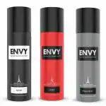 ENVY Fiery, Noir & Magnetic Deo (Combo Pack of 3) - 120ML Each | Long Lasting Deodorant Fragrance for Men