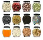 SAVREEN Kitchen Storage Glass Jar and Container Air Tight Black Lid Matka Glass Jar 400 ml,Packof 12