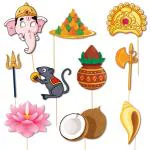 Festiko Ganpati Bappa Morya Photobooth Props, Selfie Props For Ganesh Puja, Ganesh Chaturthi Decoration Combo
