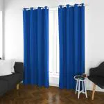 Parda Online Navy Blue Blackout Fabric Solid Eyelet Plain Window Curtain, 5ft (Pack of 4)
