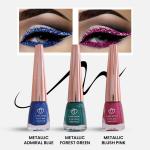 Looks United Metallic Long Lasting Intense Single Stroke Fashion Eyeliner (Metallic Admiral Blue, Looks United Metallic Forest Green, Looks United Metallic Blush Pink)Pack Of 3