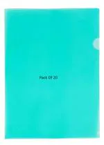 Shining Zon L Folder File A4 Size Durable Clear Transparent Plastic File Folders Paper Holders Organizer Document Sleeves for Protection Suitable for School, Offices & Projects (Pack of 20 Green Colour)