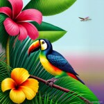 Love Creation A4 Size poster print for creative wall art- toucan-tropical-bliss-art-print-11079(Non Sticker)
