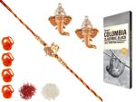 Feastive Celebrations Stylish Rakhi With Amul Columbia Classique Black Chocolate, Pair Of Soan, Pooja Rakhi, Kesar And Chawal (Set Of 10)