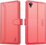 Aibex Vivo Y91i, Vivo 1820 Red Artificial Leather Foldable Stand and Pocket, Magnetic Closure, Dual Protection Flip CoverPack of 1 Mobile Flip Cover