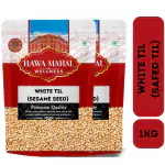 Hawamahal Wellness Natural White Sesame Seeds| White til (Safed Til )| 500gm x 2 | 1Kg