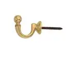 Carbon Brass Hooks Screw for Wall Hanging Bell Diyas Door Hanging Swings Single Khunti Hook Pack of 1