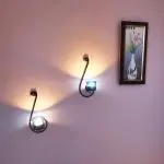 Blissful Decors Set of 2 Metal Wall Hanging Shape Candle Holder Wall Art Tealight Hanging Candle Holder Home Lights for Decoration Set of -2 (blue)