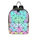 CribKing Geometric Luminous Purses and Handbags for Women Holographic Reflective Backpack Crossbody Bag Wallet