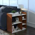 Stereo Engineered Wood Side Table/Bedside Table/Sofa Side Table/End Table/Corner Table for Living Room Bedroom Office (Matte Finish) (Walnut/White) (D.I.Y)