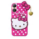 Coverage Silicone soft Hello Kitty with Pendant Case proper fit Back Cove for Vivo Y100 5G - Pink
