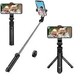 mobimint Bluetooth Extendable Selfie Stick with Wireless Remote and 2 Level Fill Light Tripod Stand for Mobile and All Smart Phones