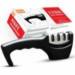 Advanced Manual 3 Stage 3 Slot Kitchen Knife Sharpener for Ceramic Knife and Stainless Steel & Tungsten Steel Knives (Black)