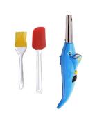 Blue Wonder Dolphine Shape Electric Gas Lighter With Silicon Basting Mini Spatula Set and Multicolour, Pack of 2