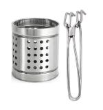 Blue Wonder Stainless Steel Cutlery Holder With Stainless Steel Wire Pakkad Tongs and (Multicolour, Pack of 2)