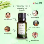 NARTI ORGANIC Natural Citronella Essential Oil 15ml - ISO, GMP, and Organic Certified Citronella oil for, Skincare, and Aromatherapy