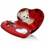 CraftVatika Heart Shape Gift Box with Teddy & Rose - Special Couples Lovers Gift
