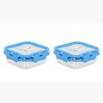 Virtue Homeware Stainless Steel Blue Air Tight Container Lids And Leakage Proof Tiffin Box, 330 Ml (Pack Of 2)