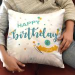 Indigifts Cute Birthday Gift for Girl/ Boy/ Friend Birthday Wishes Printed Satin Cushion Cover 12 x 12 Inch with filler - Unique Birthday Gift for Boyfriend, Girlfriend