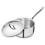 KENT 18029 Triply Sauce Pan 18 cm with SS Lid 2.2 L | Cool-Touch Diecast Handle | Induction Friendly | Dishwasher Safe