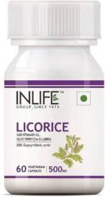 Inlife INLIFE Licorice Root Extract (Yastimadhu) Standardized to 20% Glycyrrhizinic Acid Supplement, 500 mg - 60 Vegetarian Capsules (3 x 20 No)