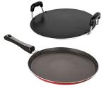 Nirlon Aluminium Non-Stick Flat Tawa 24 cm and Bhakri Tawa 28.5 cm (Set of 2)