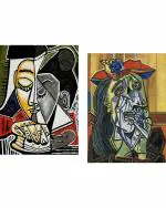 DECOR ADVENTURES Woman Reading and Art and the Weeping Woman by Pablo Picasso Wall Painting 18 x 24 inch (Pack of 2)