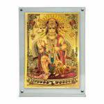 Hawai Gold Plated Panchmukhi Hanuman Bajrangbali Photo with Transparent Acrylic Magentic Tabletop Home Décor Religious Photo Frame, 8x5.8 inch Frame SFDI00133_ACRYLIC