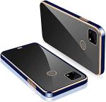 Clickaway Realme C21 Back Cover Gold Electroplating Transparent Chrome Raised Edges Super Soft-Touch Bumper Case (Blue)