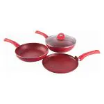 Wonderchef Granite Non-Stick Cookware Set Red, 4 Piece