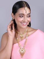 JIYANSHI FASHION Traditional Rajwadi Gold Plated Necklace With Meenakari Work & Drop Earrings