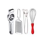DreamBasket Stainless Steel Lemon Squeezer & Grater & Pakkad & Egg Whisk for Kitchen