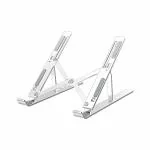 Multy Byte Foldable Laptop Stand - White, Adjustable & Portable Aluminum Design, Ergonomic for Desk or Floor, Fits Laptops, Tablets & Kindles Up-to-17.3