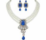 Gyaan Jewels Handmade Gold Plated Alloy Earring and Necklace Set Blue (Women, Girls) Free Size