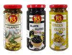 K3 Masala Black Olives (230gm),Green olives (230gm) and Jalapeno (230gm) (Pack of 3)