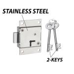 Rawk Stainless Steel Multipurpose Universal Furniture Drawer Cupboard Cabinet Lock with 2 Keys (Silver -Pack of 3)