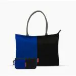 Harissons Bags Polyester Multicolor Checklet Reusable Multipurpose Shopping Tote Bag Shoulder Handbag Travel Bag (HB1165BLACKBLUE)