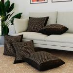 Kuber Industries Cushion Cover | Sofa Cushion Covers | Square Cushion Covers | Velvet Cushion Covers | Shanil Print Couch Cushion Covers | Set of 5 | 16 Inch | Brown