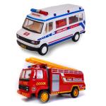 AB TOY WORLD Emergency Vehicles Combo: Fire Engine Truck & Ambulance - Pack of 2