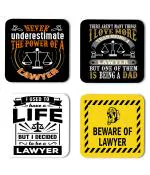 Whats Your Kick Lawyer Never Underestimate The Power of A Lawyer Quotes Printed Set of 4 Coaster With Metal Stand