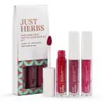 Just Herbs Matte Liquid Lipstick Kit Set Of 3 (Hibiscus Red,Peony Pink &Beetroot Burgundy) (MULTICOLOUR, 6 ml)