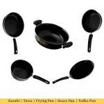 Kashvi Best Non-stick Induction Cookware Set of 5 (Fry Pan 24 Cm/1.5 L, Kadhai 26 Cm/3.5 Litres, Tawa 25 Cm, Sauce Pan 17cm/1.0 Litres, Tadka Pan