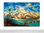 Tamatina Multicolor Religious Kailash Parvat Shivas God Modern Art Canvas Painting - 36X24 Inch