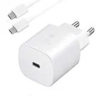 eKus 25W Super fast Charging Adapter And Type c to Type c Cable Compatible with Galaxy M51/M42/F23 5G/M53 5G/M52 5G/M33 -White