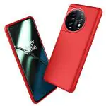 LIRAMARK Liquid Silicone Soft Back Cover Case for OnePlus 11 5G / 1+11 5G (Red)